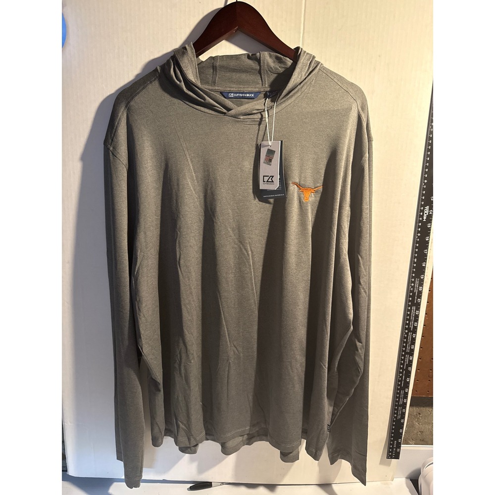 Cutter & Buck Texas Longhorns Mens XXL Gray‎ Hoodie Recycled Performance Shirt